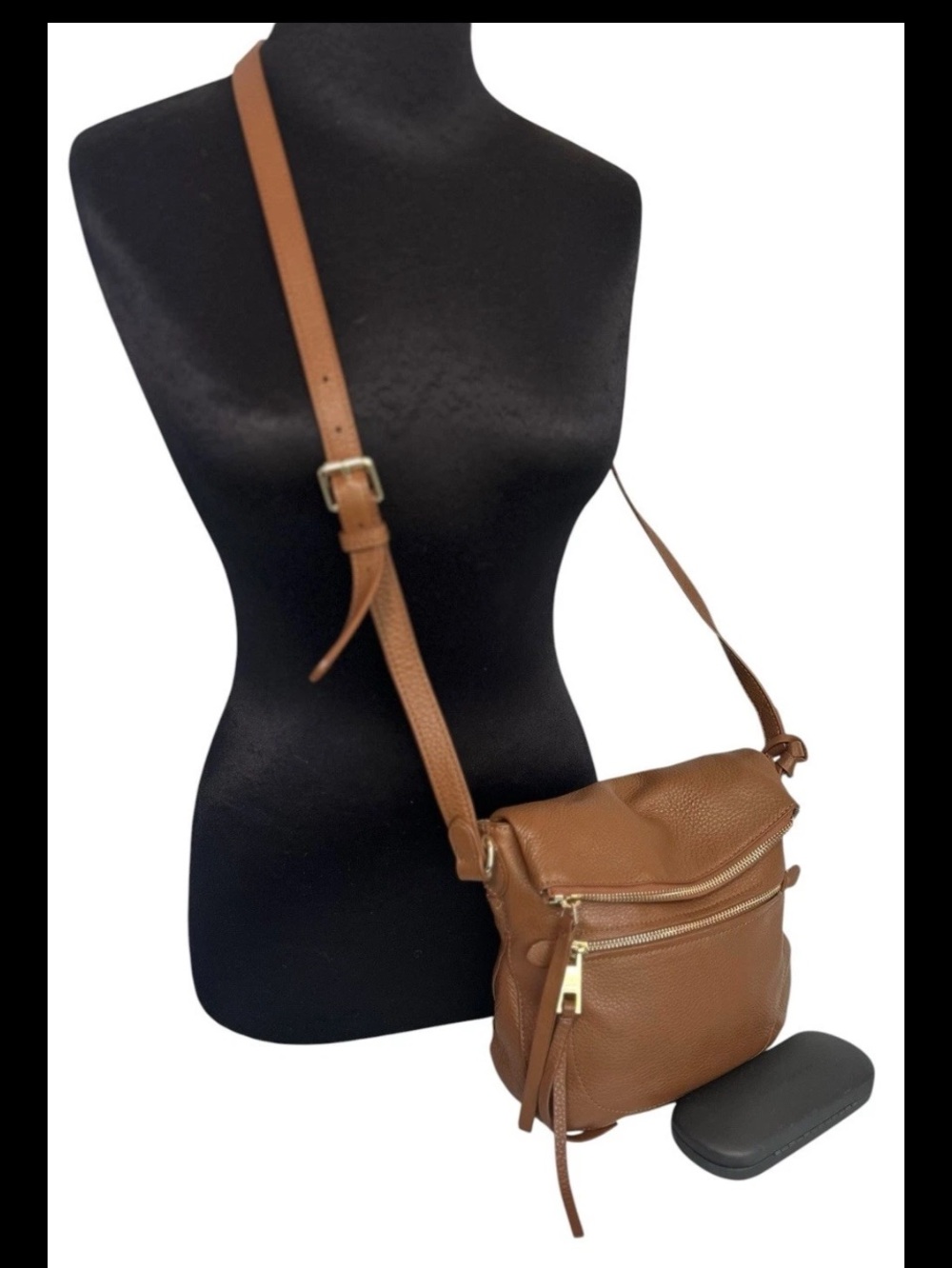 Vince Camuto Foldover Crossbody Flapped Soft Brown Leather Bag Boho Purse
